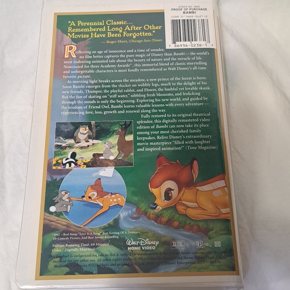 BAMBI VHS Fully Restored Limited Edition Walt Disney - Picture 2 of 3